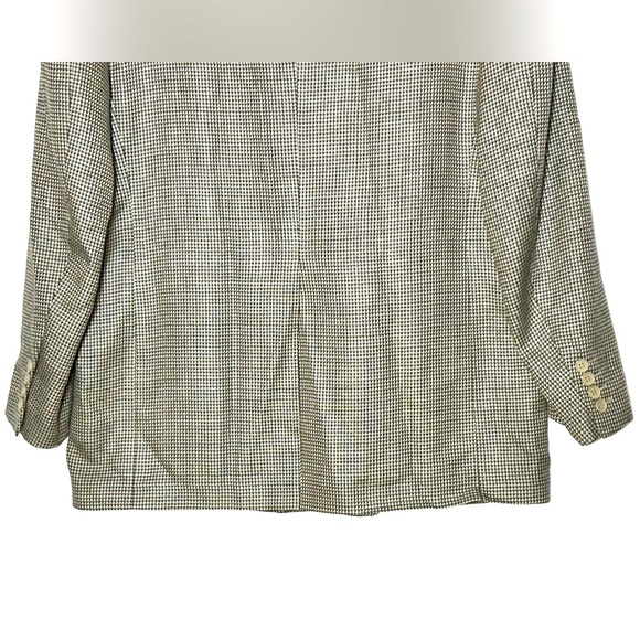 Adolfo Silk & Wool Houndstooth Two-Button Blazer in Neutral Earth Tones Size 44L - Picture 6 of 11